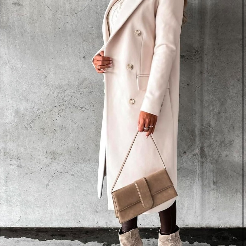 Womens Long Wool Coat Double Breasted Trench Coat Fall Winter Clothes